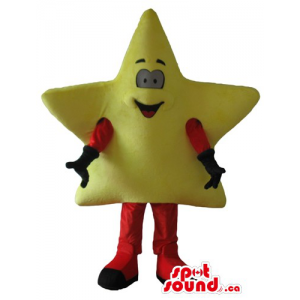 Golden Star Mascot cartoon character with red arms and legs
