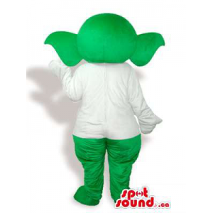 Customised Green Plush Alien Mascot With A White Body - SpotSound Mascots  in Canada / US / Latin America Sizes L (175-180CM)